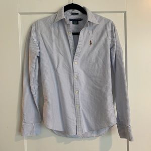 Classic slim fit striped cotton oxford shirt